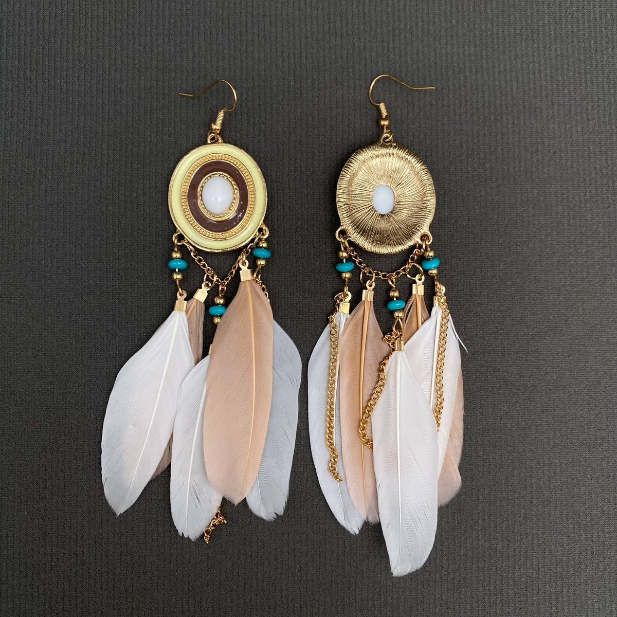 Multi-style White Feather Fringe Dangle Earrings: B