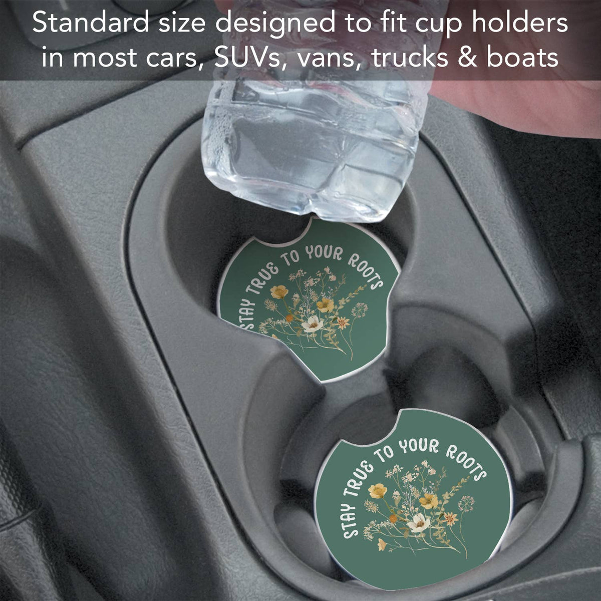 "Roots" Absorbent Stone Car Coaster 1pk
