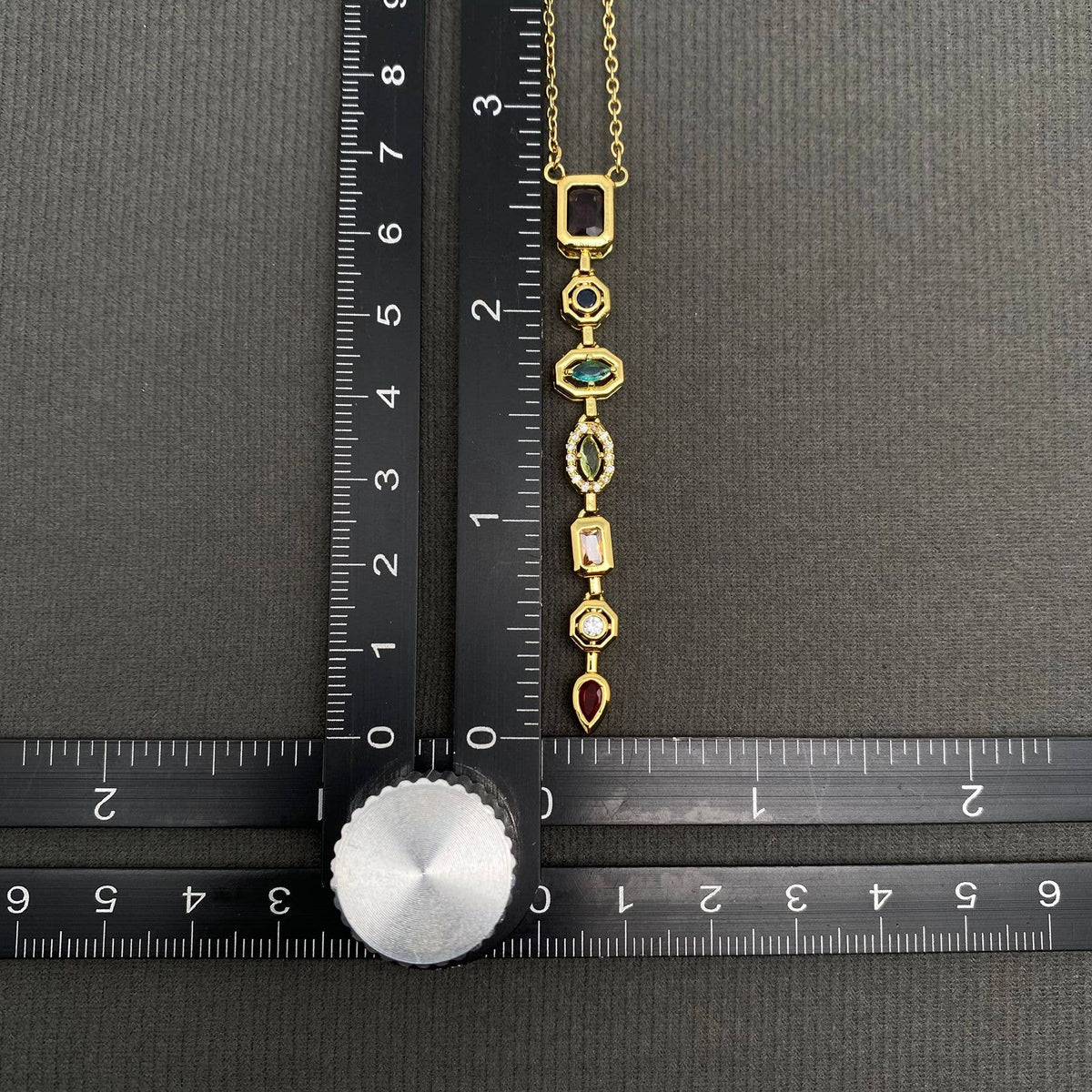 Geometric zircon 18K Gold Plated S.Steel Y-neck Necklace-FGS