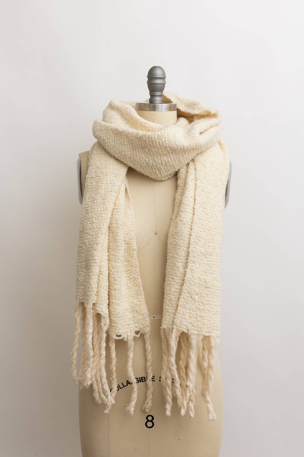 Cozy Knit Scarf with Tassels - Classical Bestseller!: Ivory