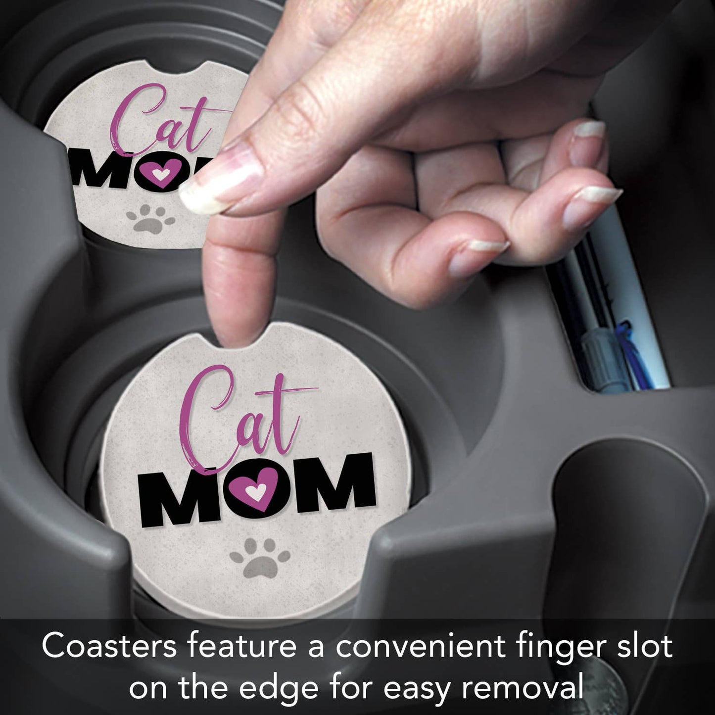 Cat Mom Absorbent Stone Car Coaster 1 Pk