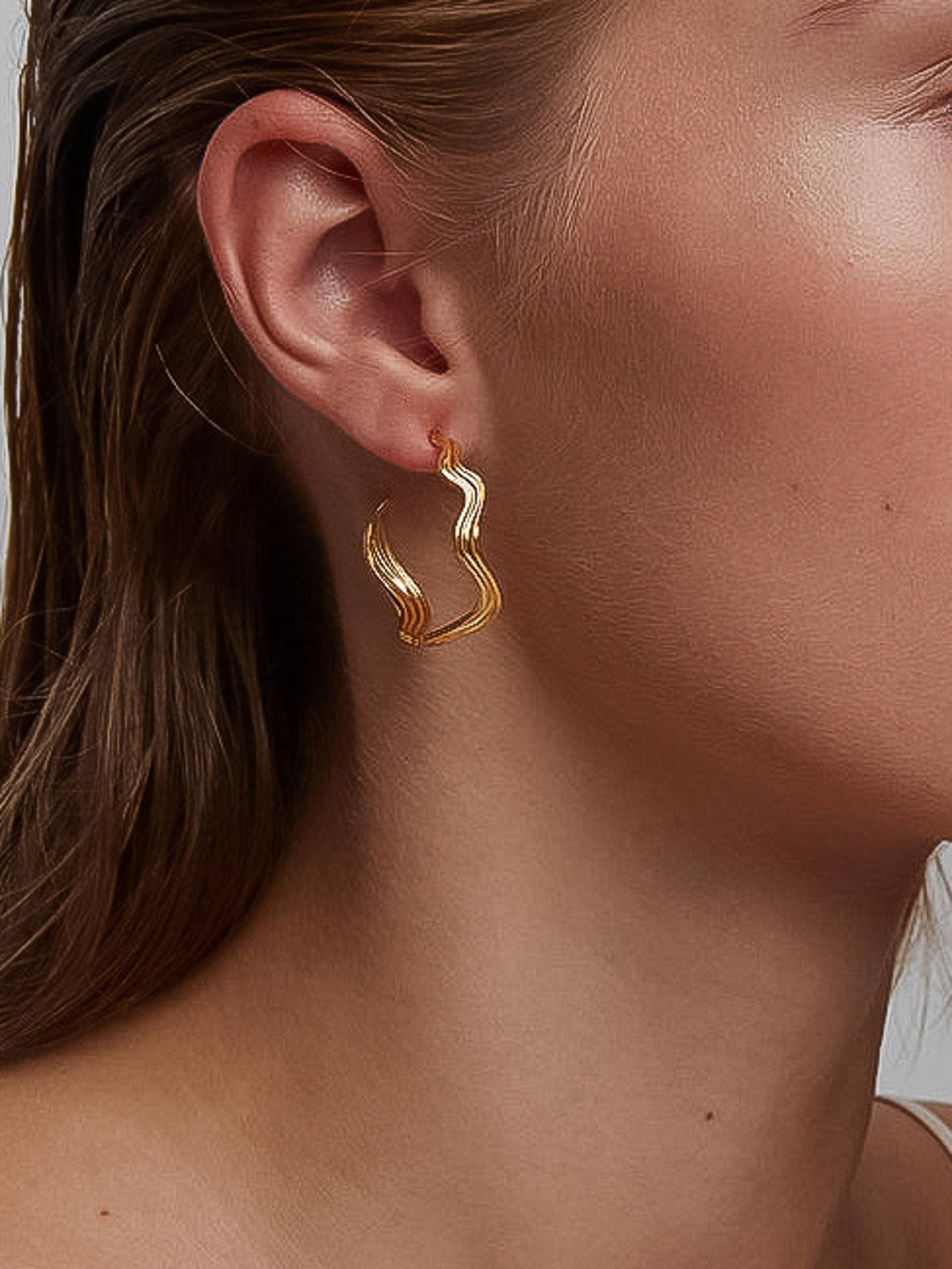Fontaine 18K Gold Non-Tarnish Wave Statement Earrings: Yellow