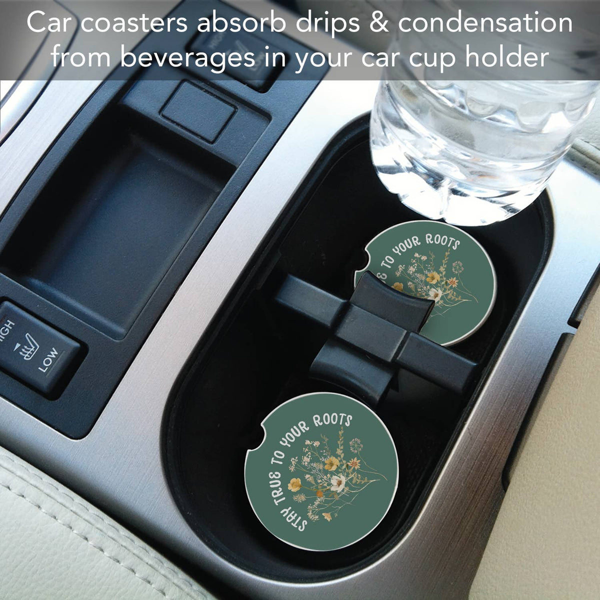 "Roots" Absorbent Stone Car Coaster 1pk