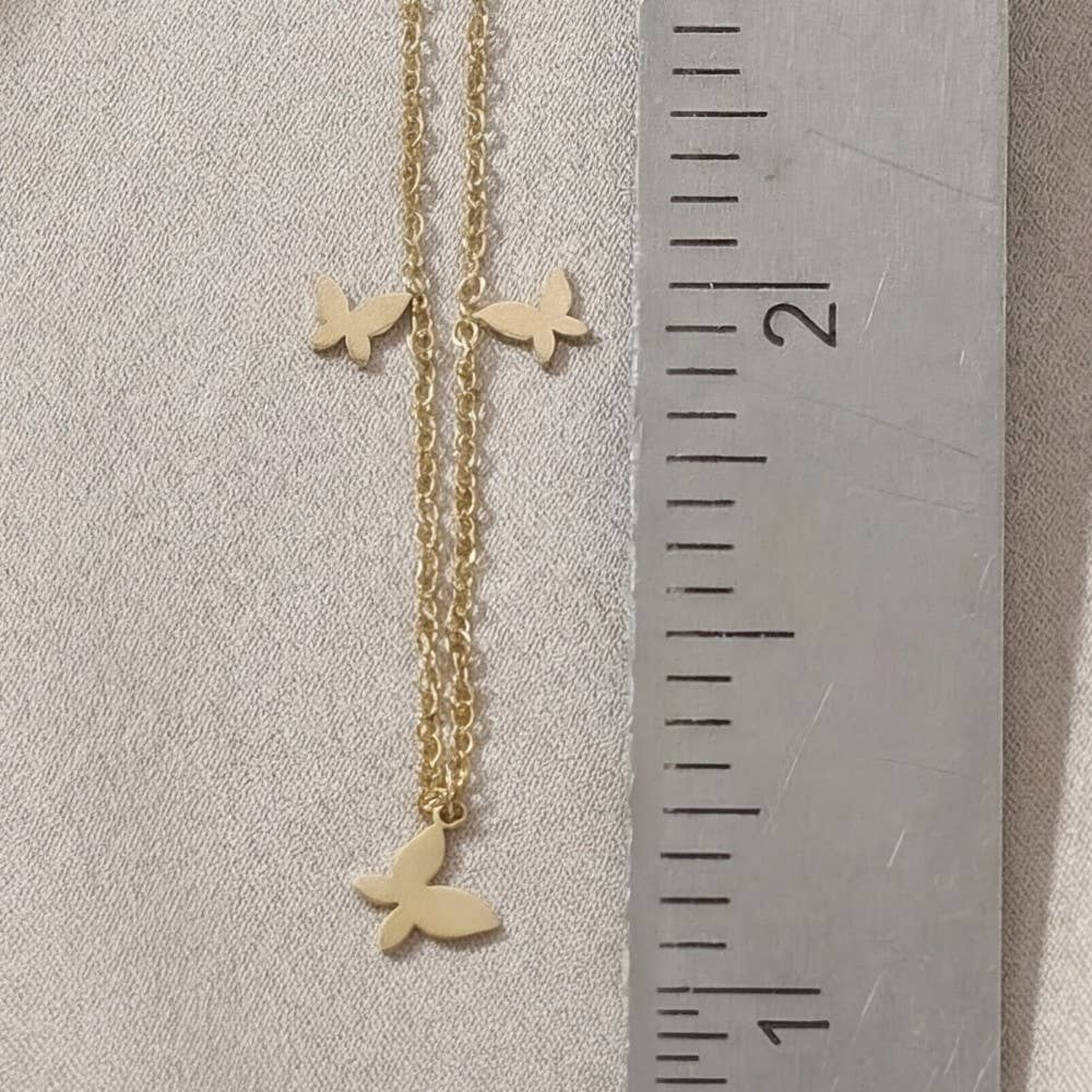 Stainless Steel Butterfly Charms Station Necklace: G