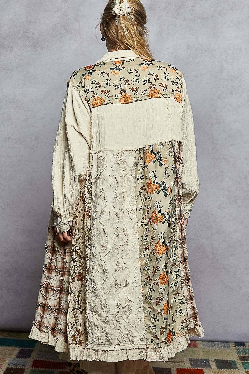 Contrast maxi length jacket