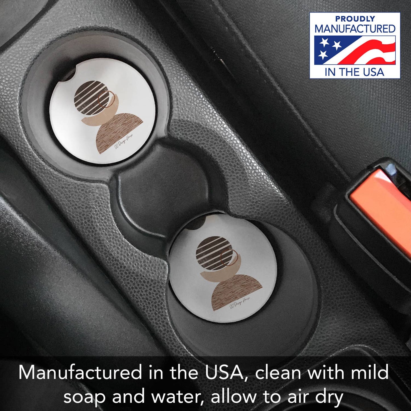 "Geo Mocha" Absorbent Stone Car Coaster 1pk
