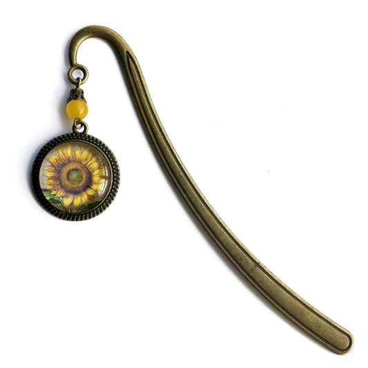 Summer Sunflower Bronze and Glass Bookmark