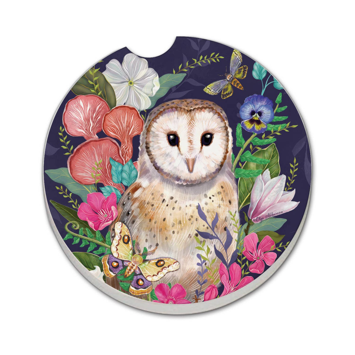 "Barn Owl" Absorbent Stone Car Coaster 1pk