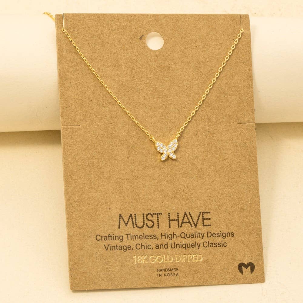 Mini Butterfly Charm Necklace: G
