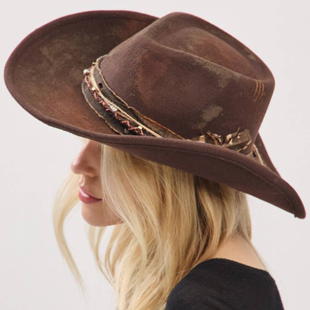 Vintage Versatile Shapeable Cowgirl & Fedora Hat: BR