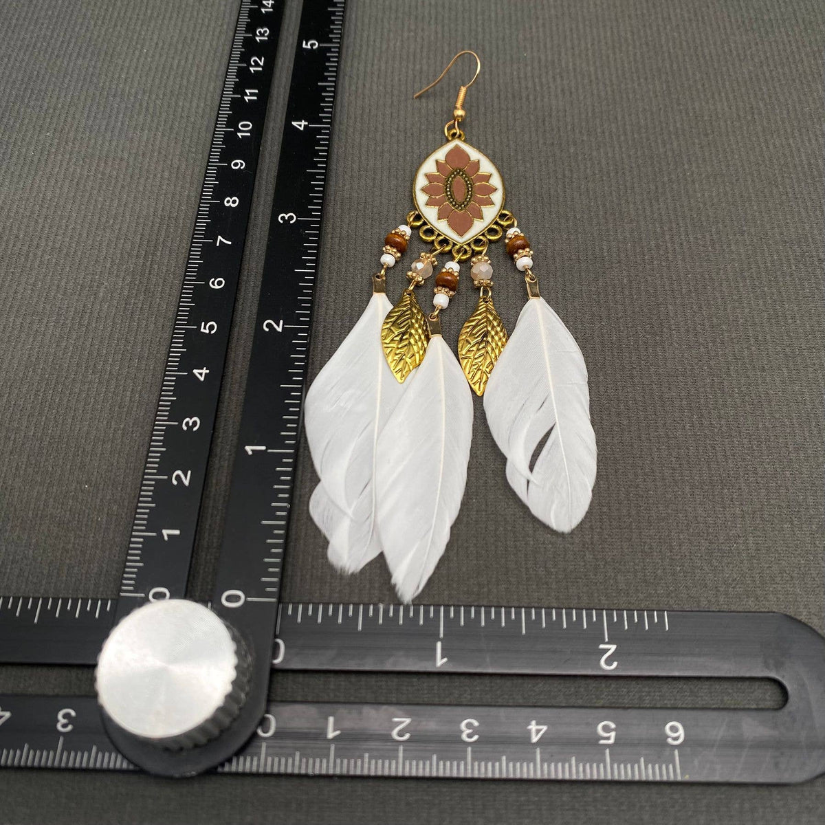 Multi-style White Feather Fringe Dangle Earrings: B
