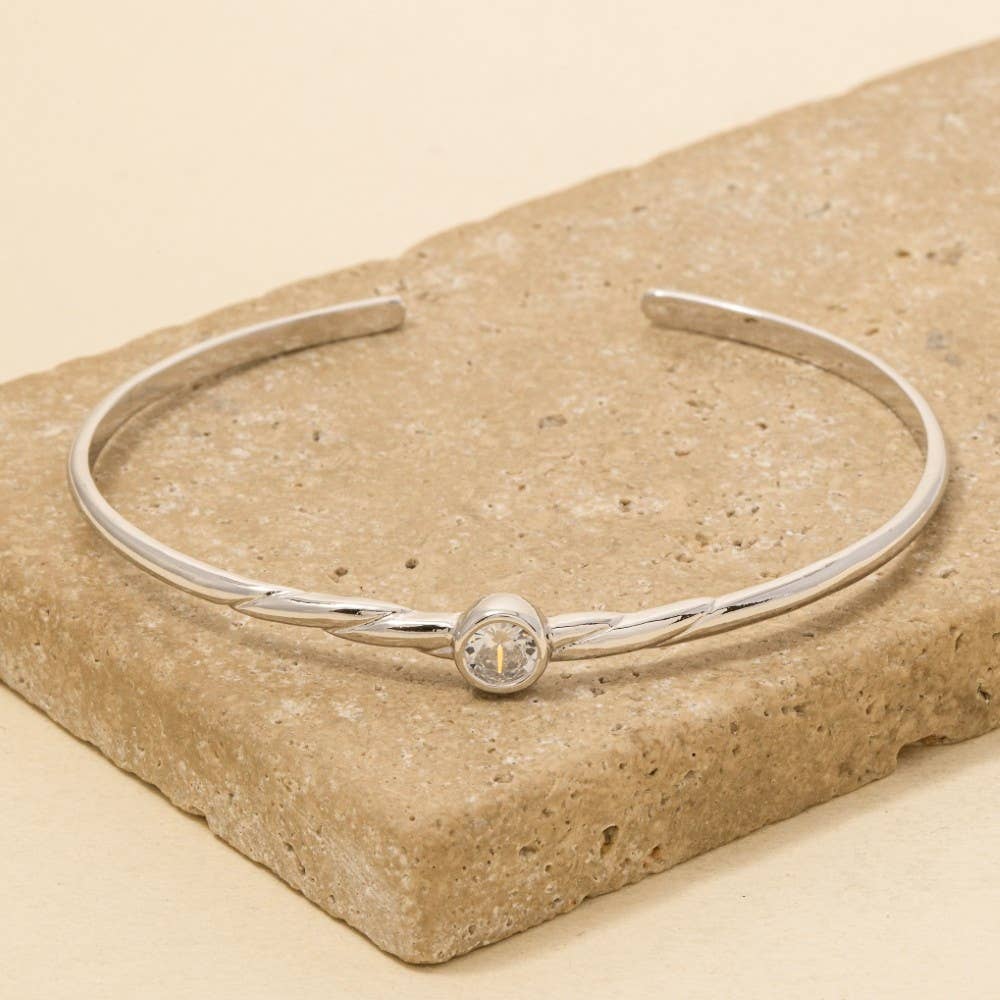 Minimalist Gold Dipped Cz Stud Cuff Bracelet: G