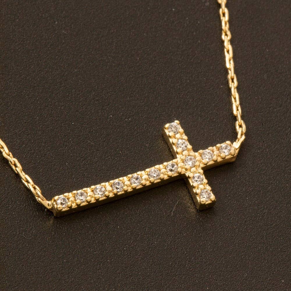 Pave Cross Pendant Necklace: G