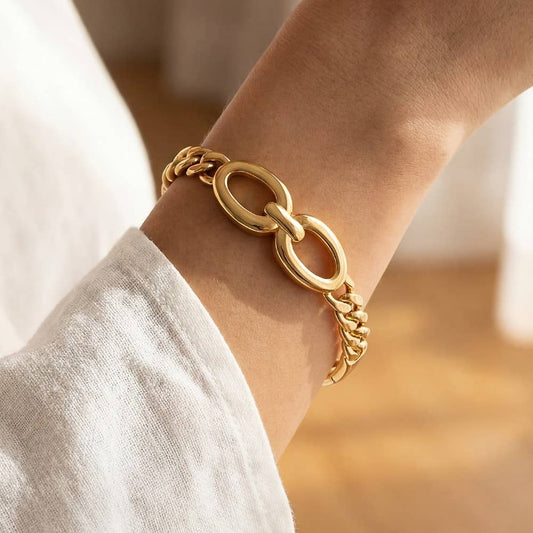 Stainless Steel Solid Curb Chain Hinge Bangle Bracelet: G
