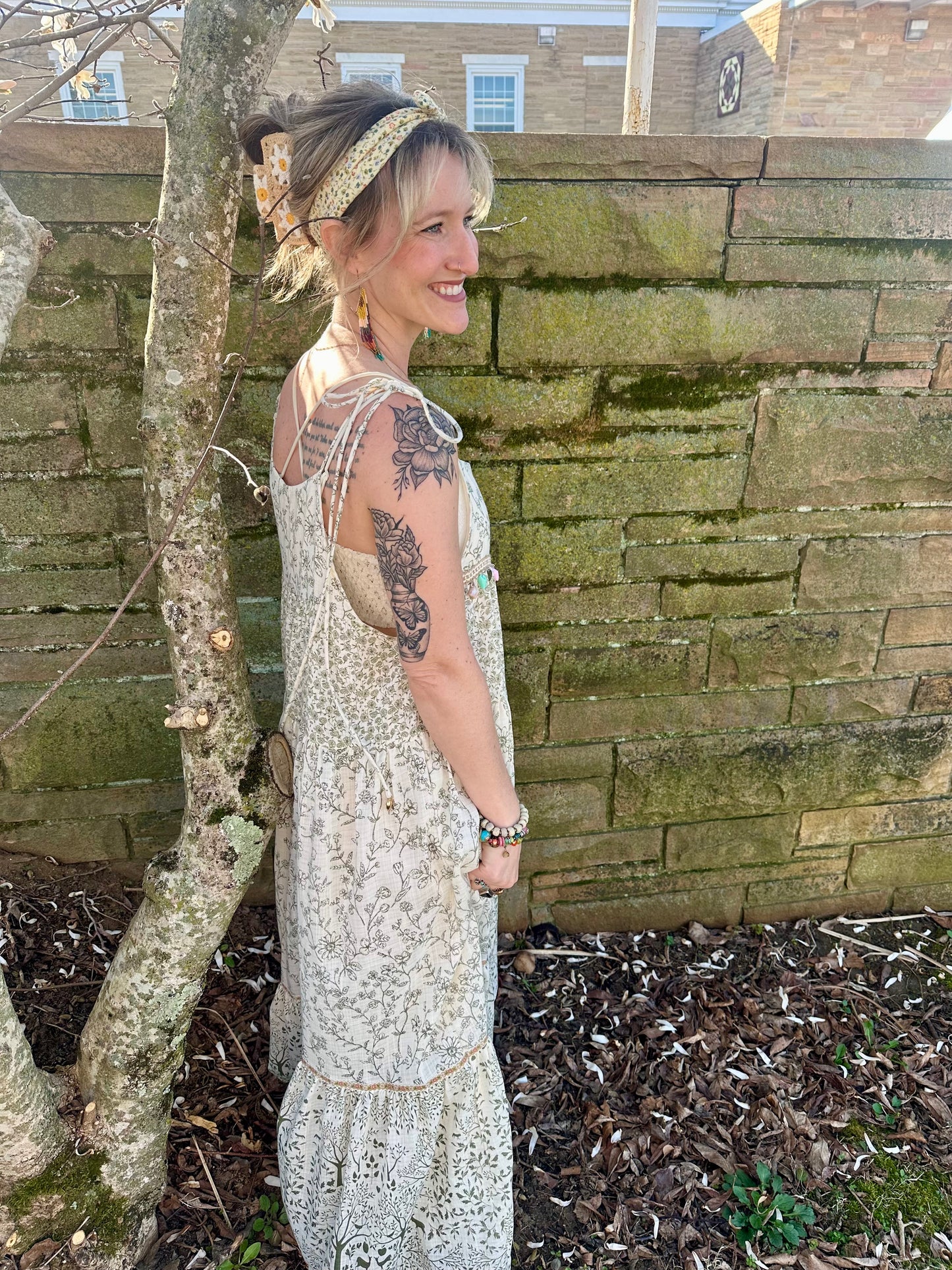BOHO DEER LINEN TIERED MAXI DRESS