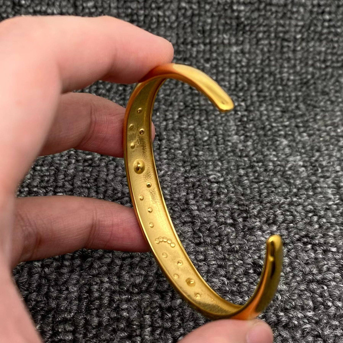 Inlaid CZ Sun Moon Star 18K Gold Plated SS Cuff - FGS/MS