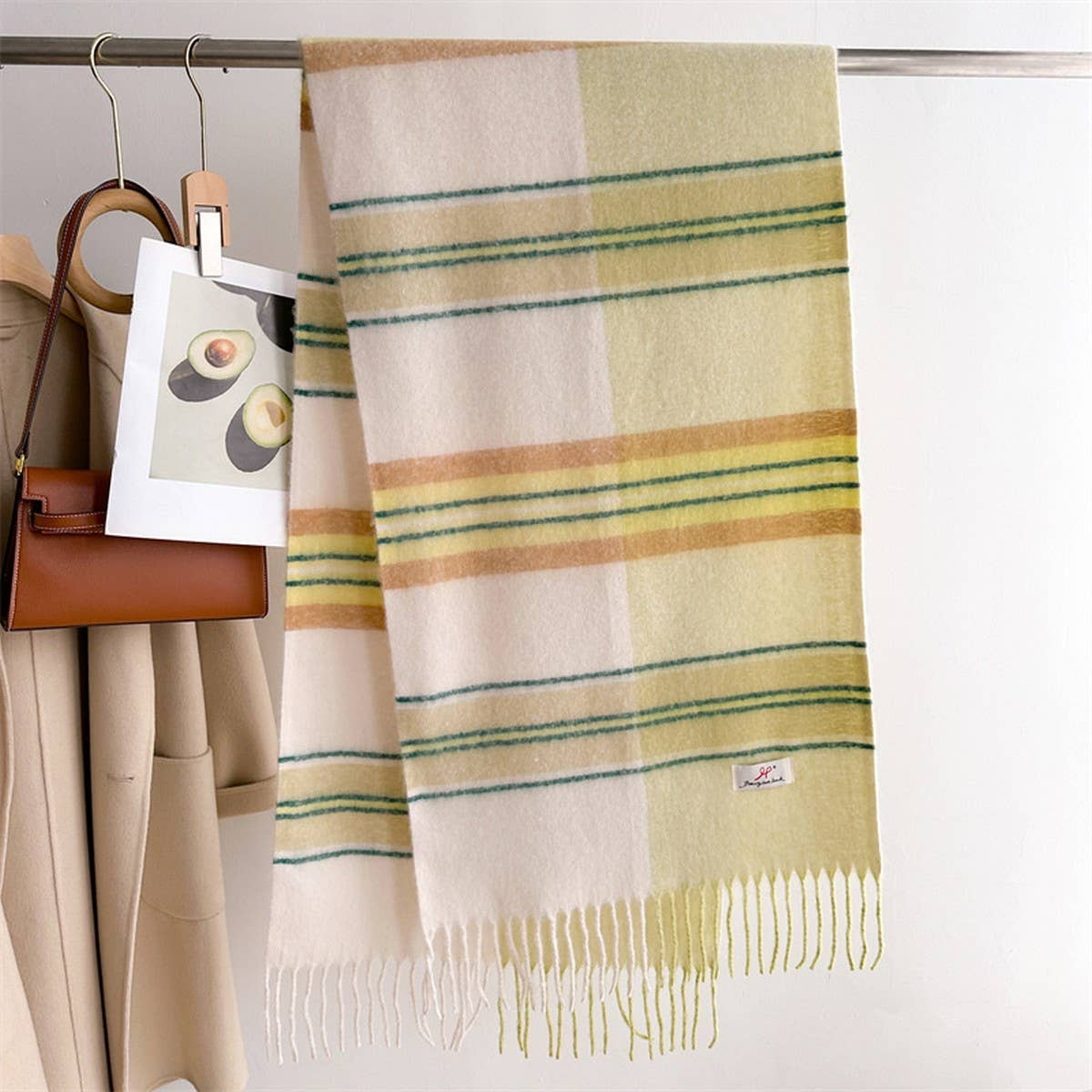 Soft Gradient Knit Tassel Scarf Wrap Shawl_CWASC2739: WINE / (OS) 2
