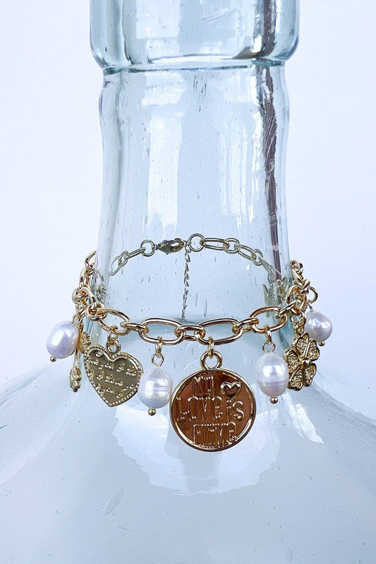 Pearl/Coin Charm Bracelet