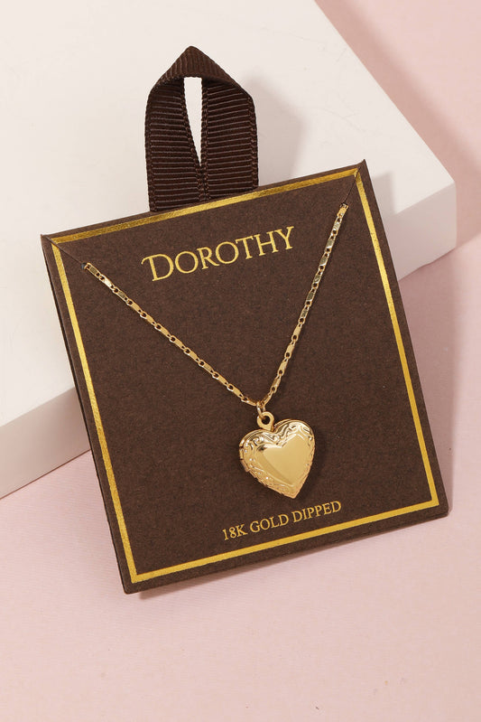 Gold Dipped Locket Heart Pendant Necklace: G