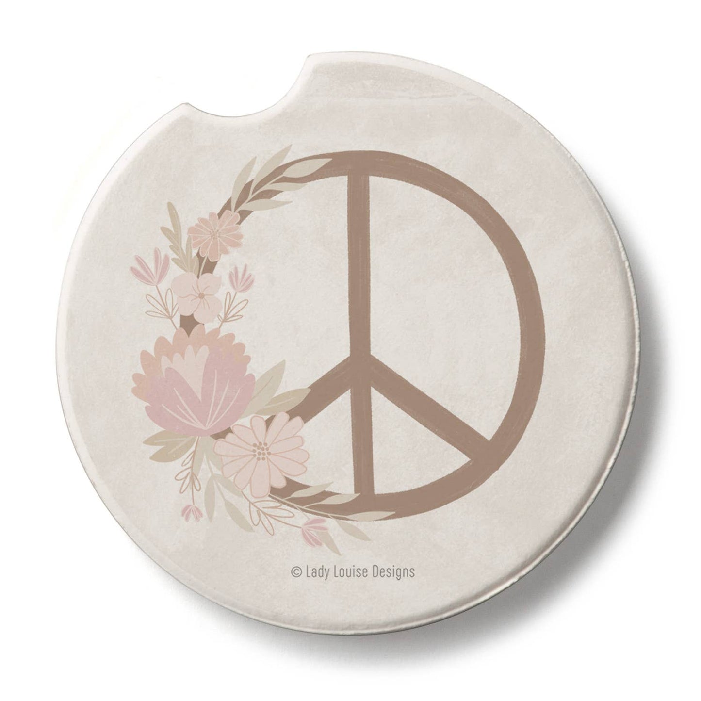 "Floral Peace" Absorbent Stone Car Coaster 1pk