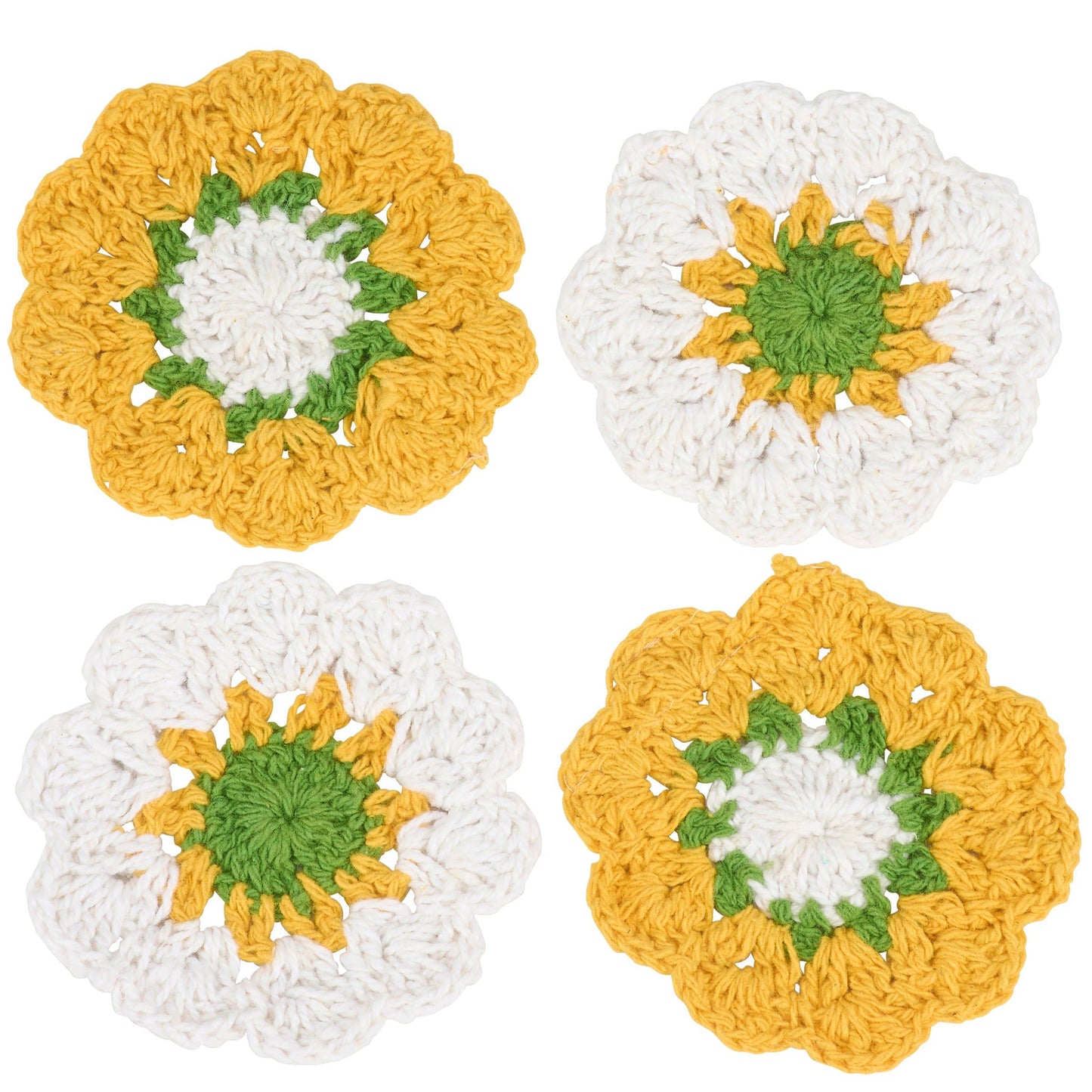Crochet Daisy Coaster Set
