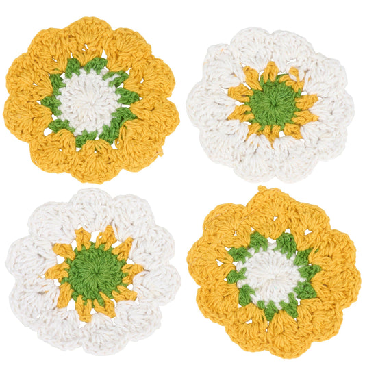 Crochet Daisy Coaster Set