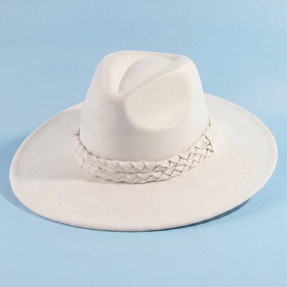 Felt Wide Brim Hat With Jacquard Floral Band: OL