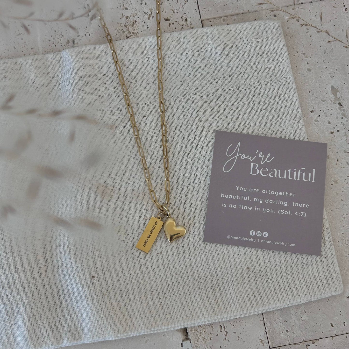 Christian Necklace Jewelry Bible verse He loved me first