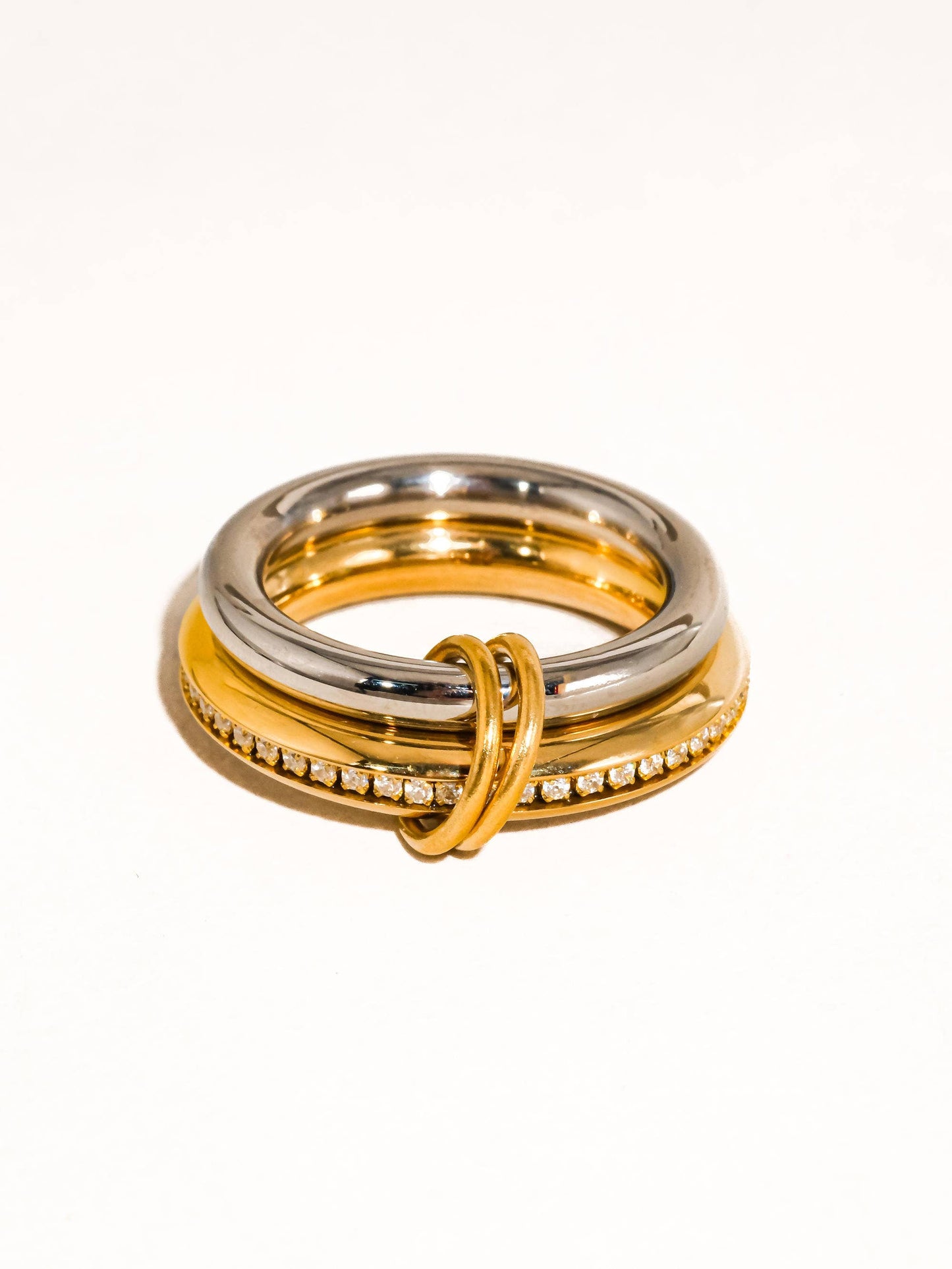 Bayard 18K Gold Non-Tarnish Multi Stack CZ Band Ring: Multi-Colored / 8
