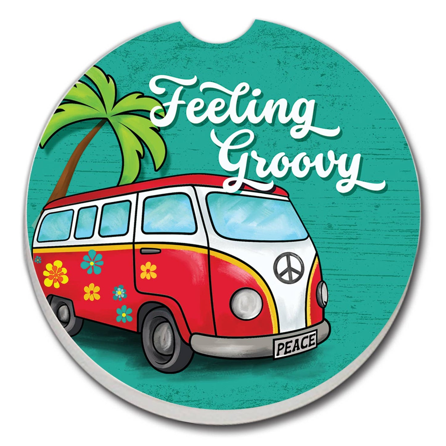 Feeling Groovy Absorbent Stone Car Coaster 1 Pk