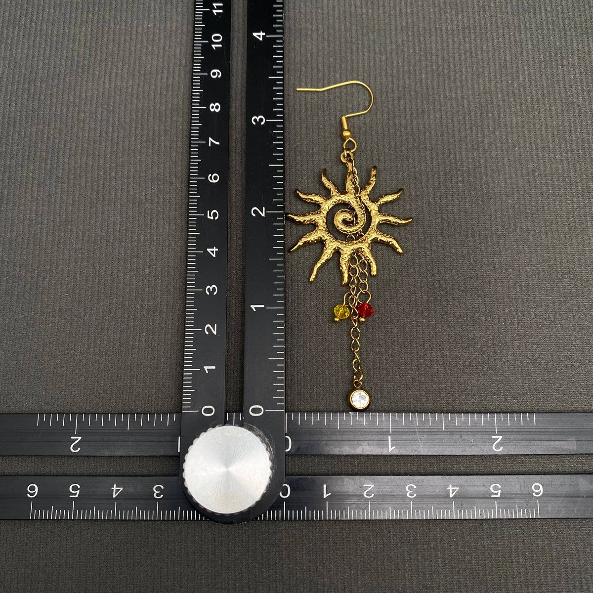 Vortex Sun 18K Gold Plated S.Steel Dangle Earrings - FGS/MS