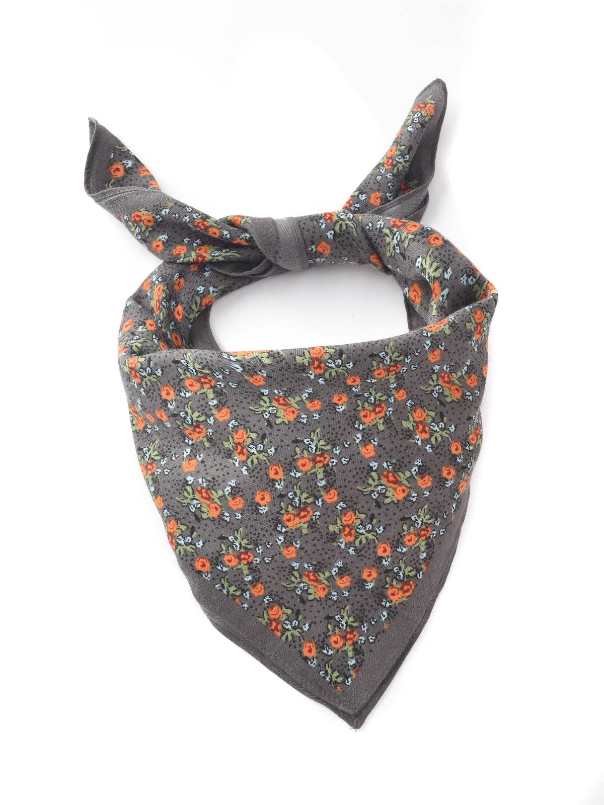Scarvii - Vintage Floral Square Scarf: GREY / 65*65cm