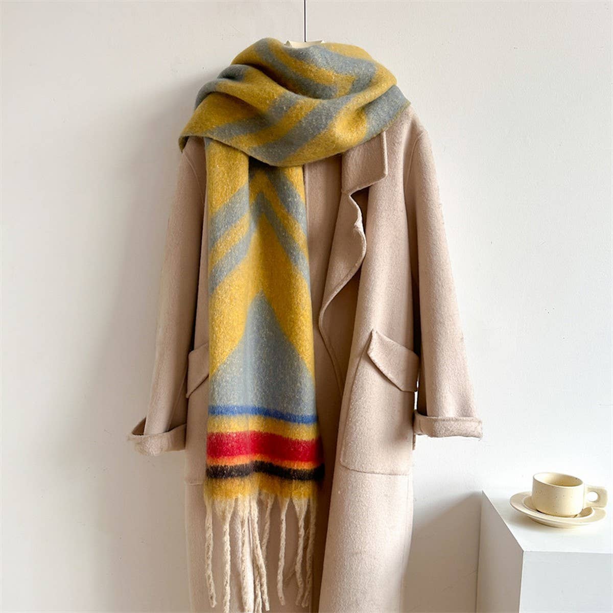 Autumn Winter Long Scarf - Thick Cozy Wrap_CWASC0974: PINKBLUE / (OS) 2