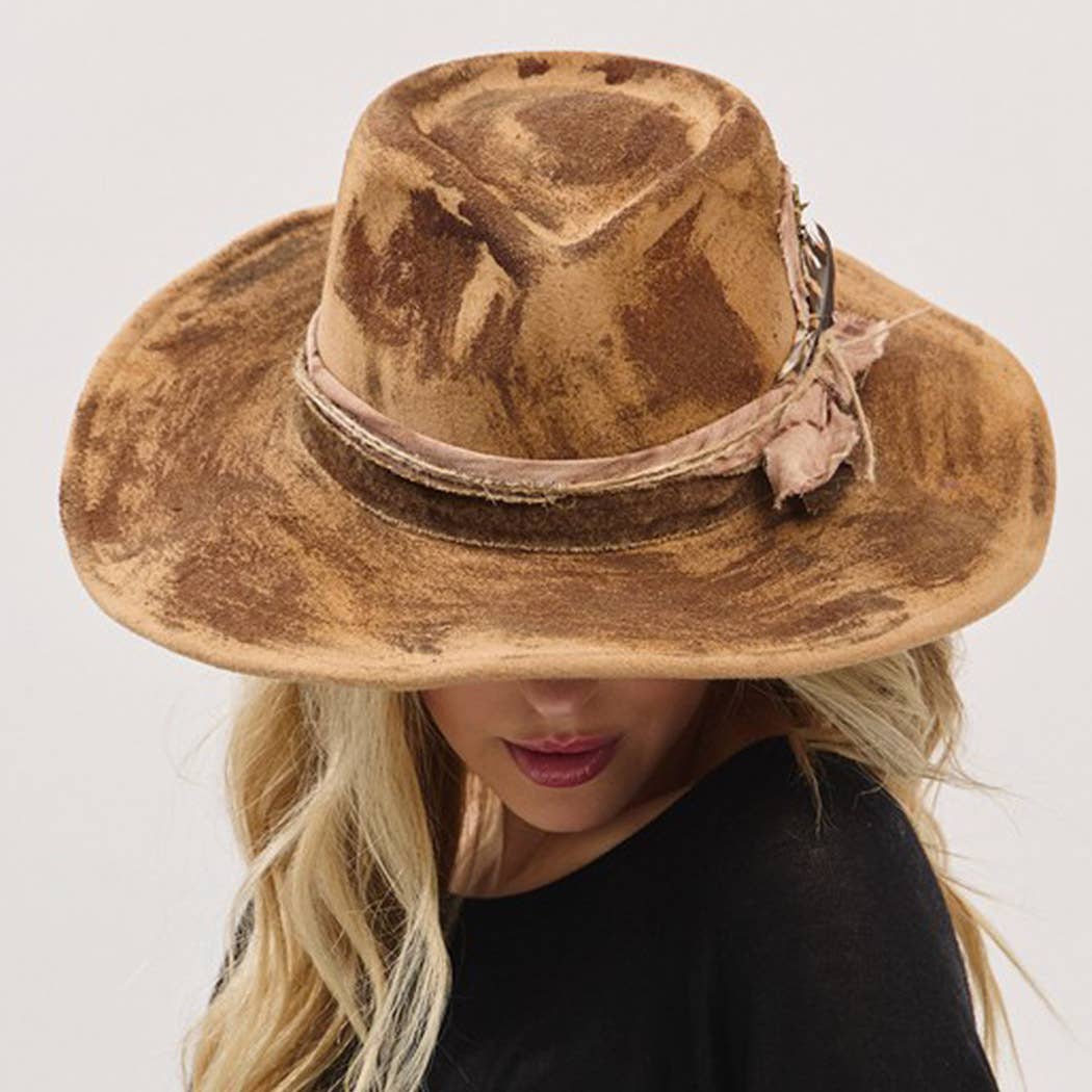 Vintage Versatile Shapeable Cowgirl & Fedora Hat With Feathe: TP