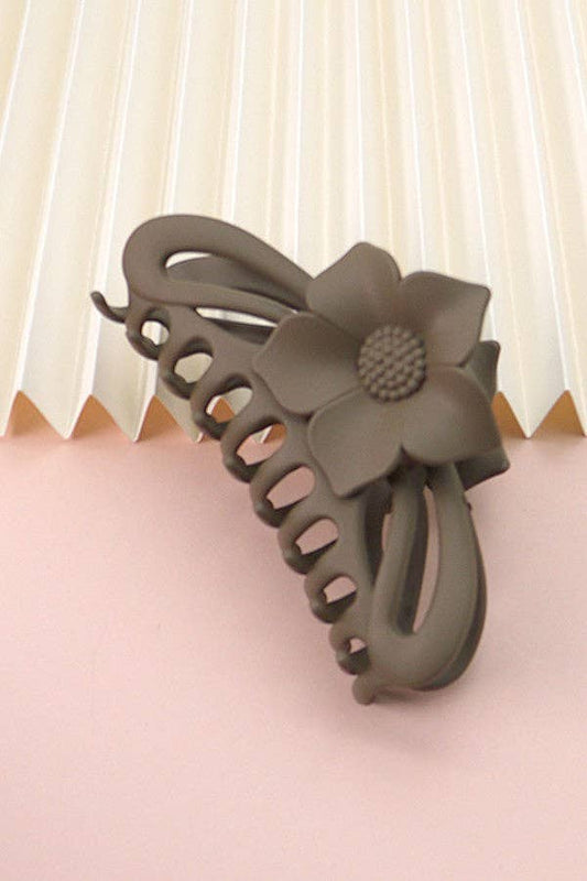 JUMBO HALF MOON OVAL FLOWER MATTE HAIR CLAW CLIPS