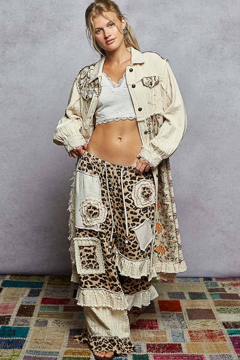 Contrast maxi length jacket