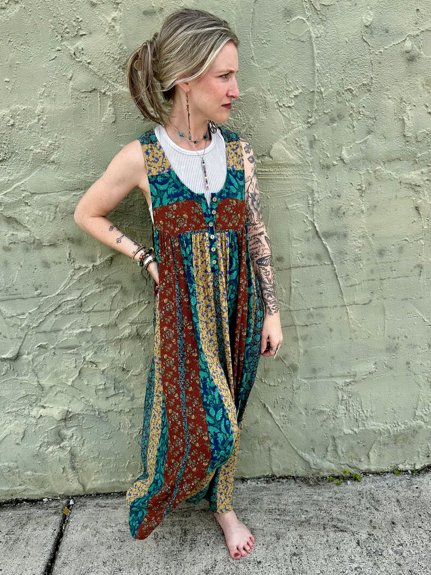 Teal Vine Jumpsuit