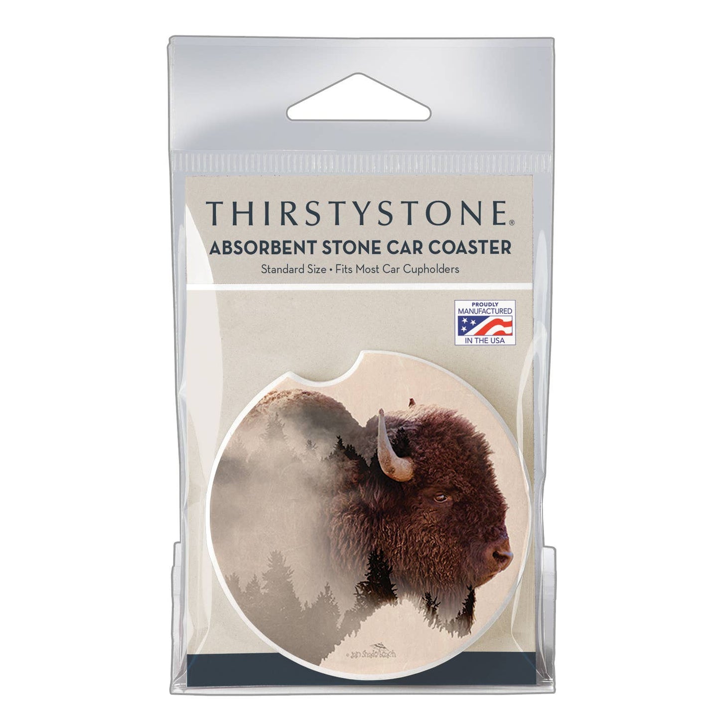 Thirstystone "Buffalo Scene" Absorbent Stone Car Coaster