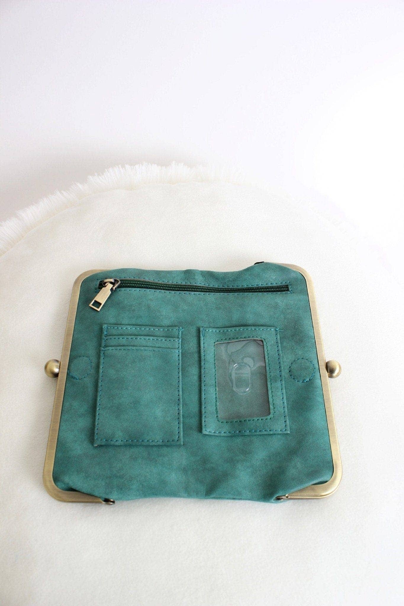 Karen Kiss Lock Clutch Bag: Pearl Emerald