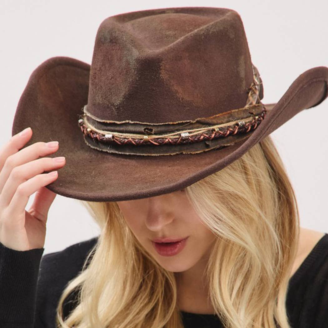 Vintage Versatile Shapeable Cowgirl & Fedora Hat: BR