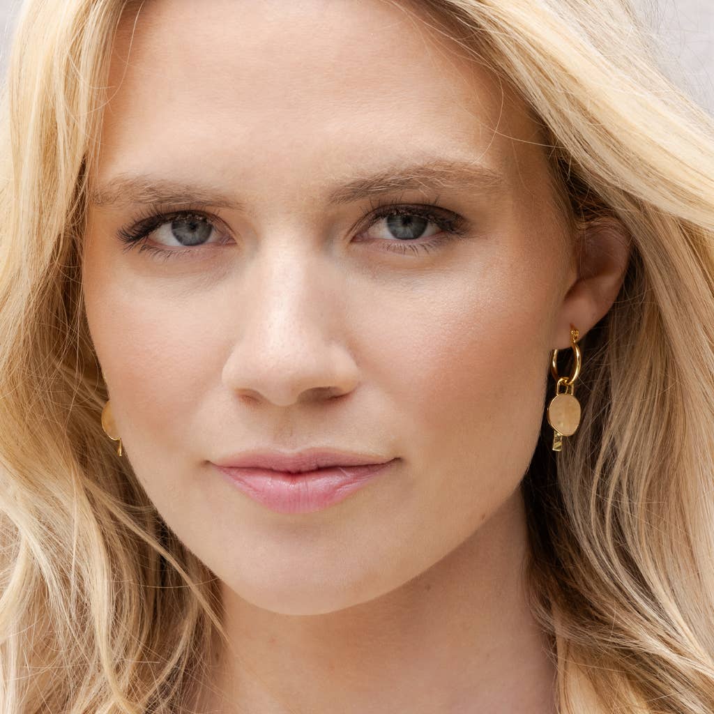 Earring - Rose Quartz/Love/Gold