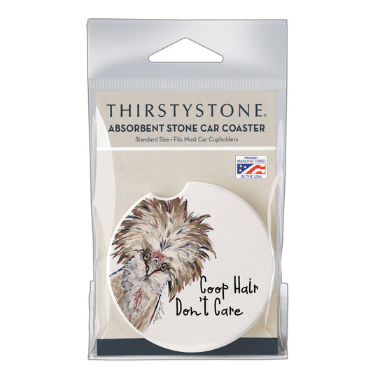 "Coop Hair" Absorbent Stone Car Coaster