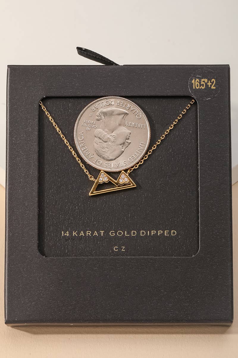 Secret Box Gold Dipped Mountain Pendant Necklace: GD