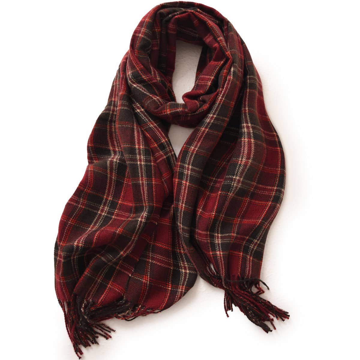 Plaid Winter Scarf – WINE
