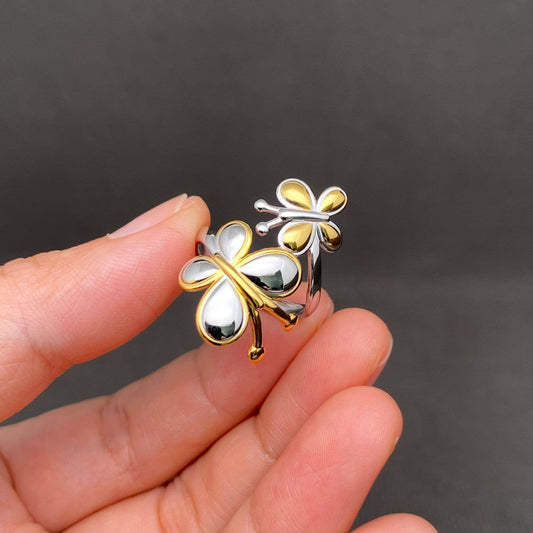 Butterfly Two Tone 18K Gold Plated Stainless Steel Ring -FGS