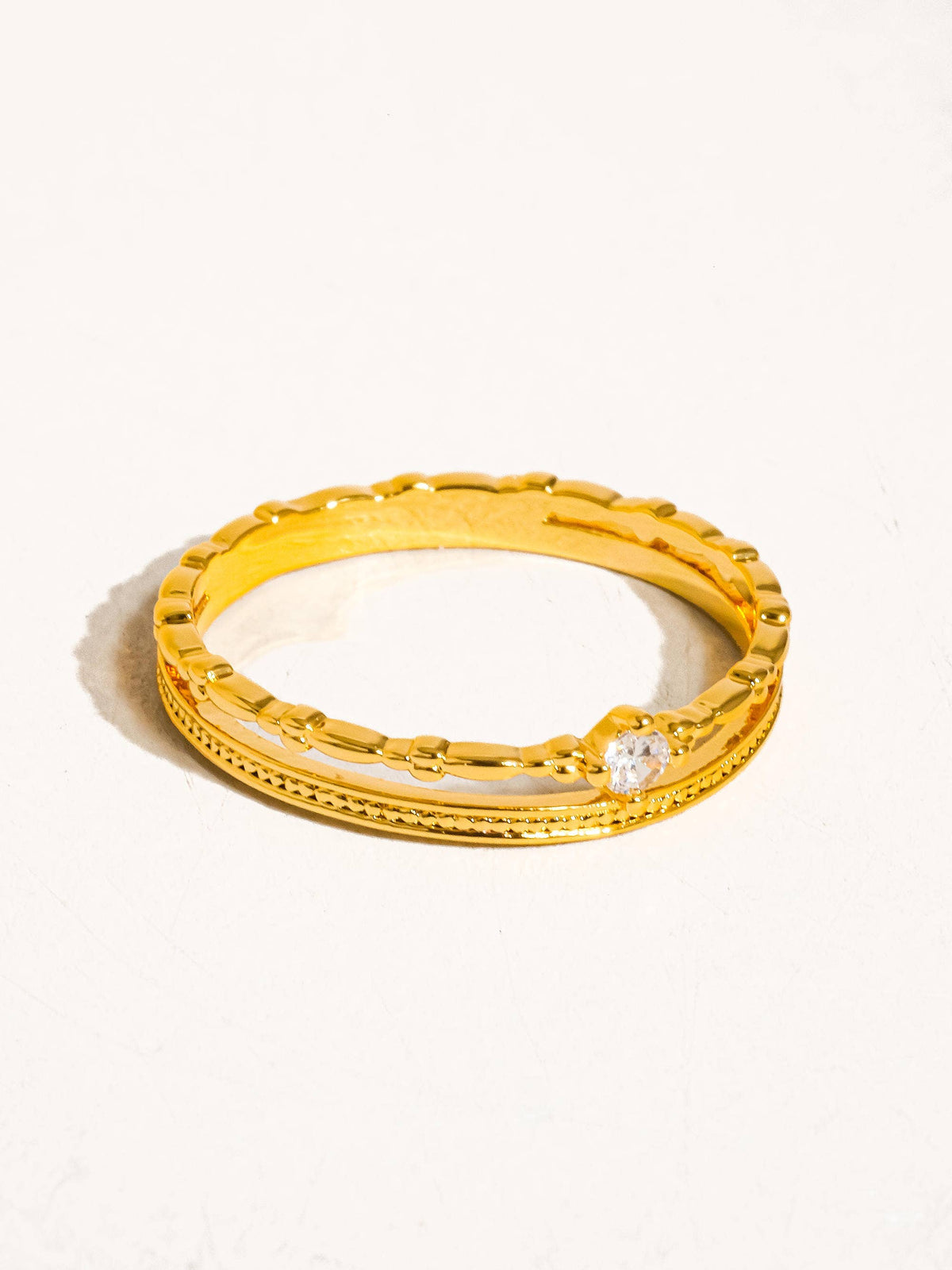 Belen 18K Gold CZ Thin layered Ring: Yellow Gold