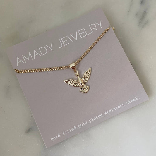 Eagle bird pendant necklace 18k gold filled water resistant