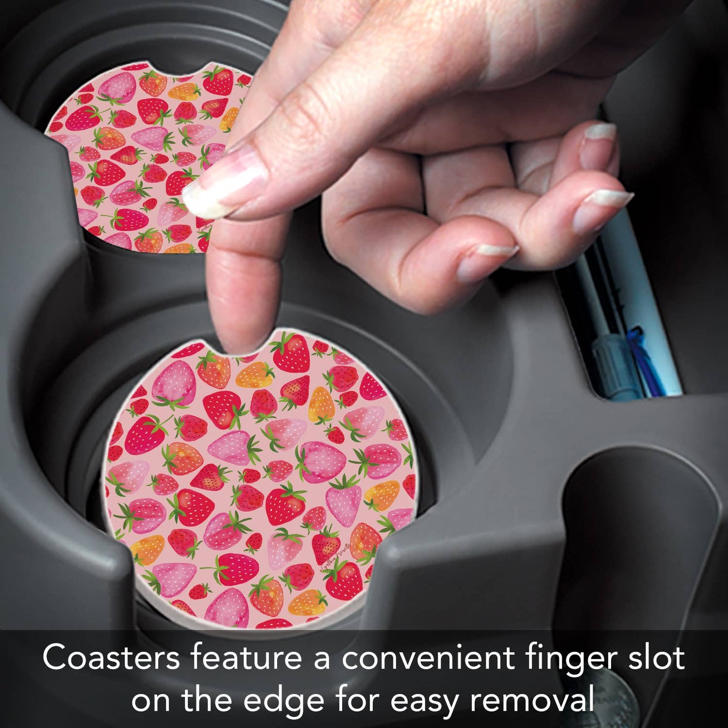 "Berry Sweet" Absorbent Stone Car Coaster 1pk