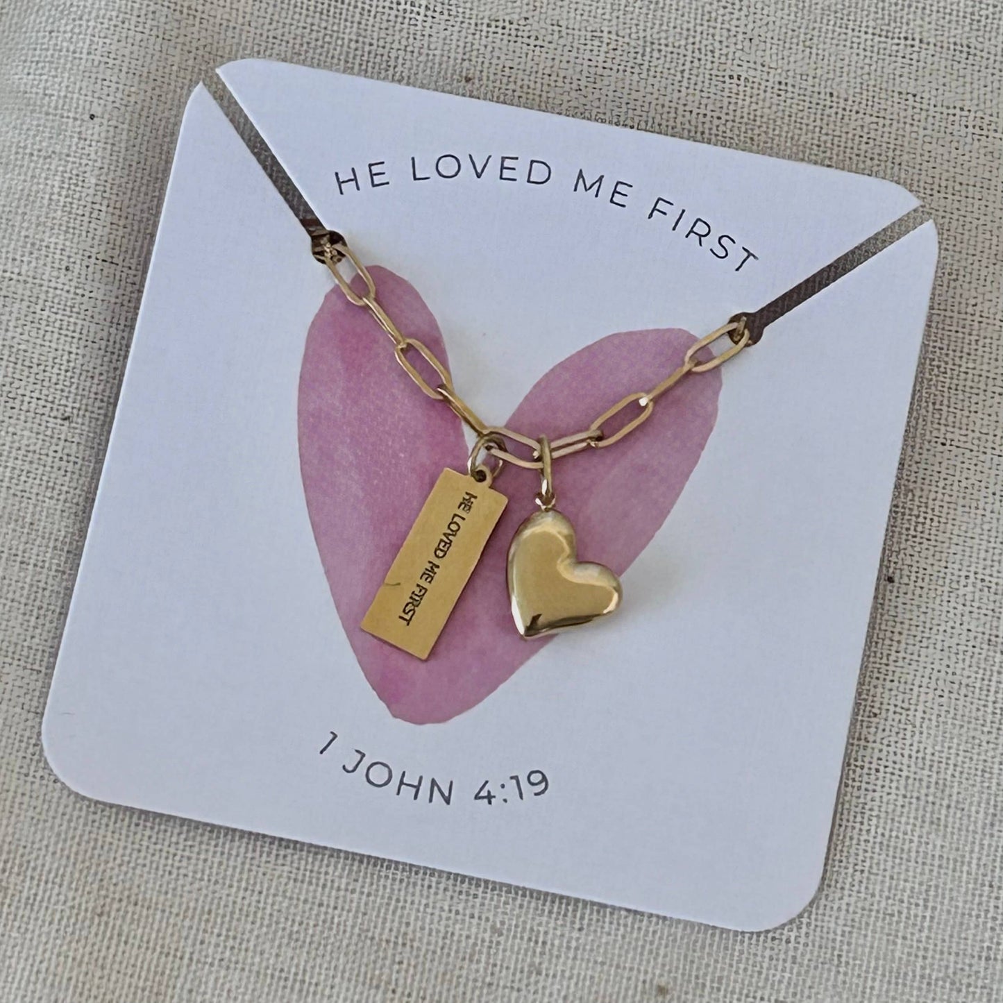 Christian Necklace Jewelry Bible verse He loved me first