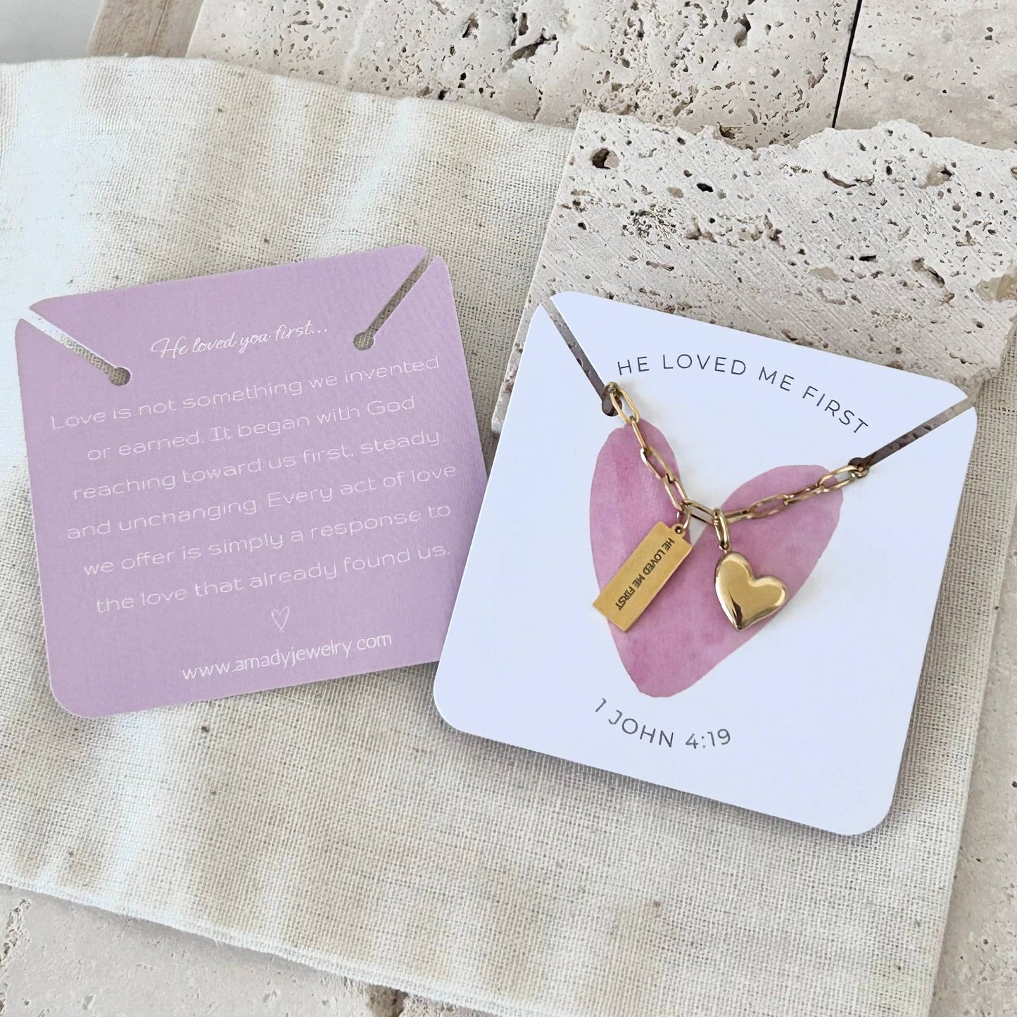 Christian Necklace Jewelry Bible verse He loved me first